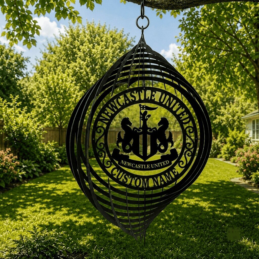 Newcastle United Football Club Custom Name Metal Wind Spinner Outdoor Decor
