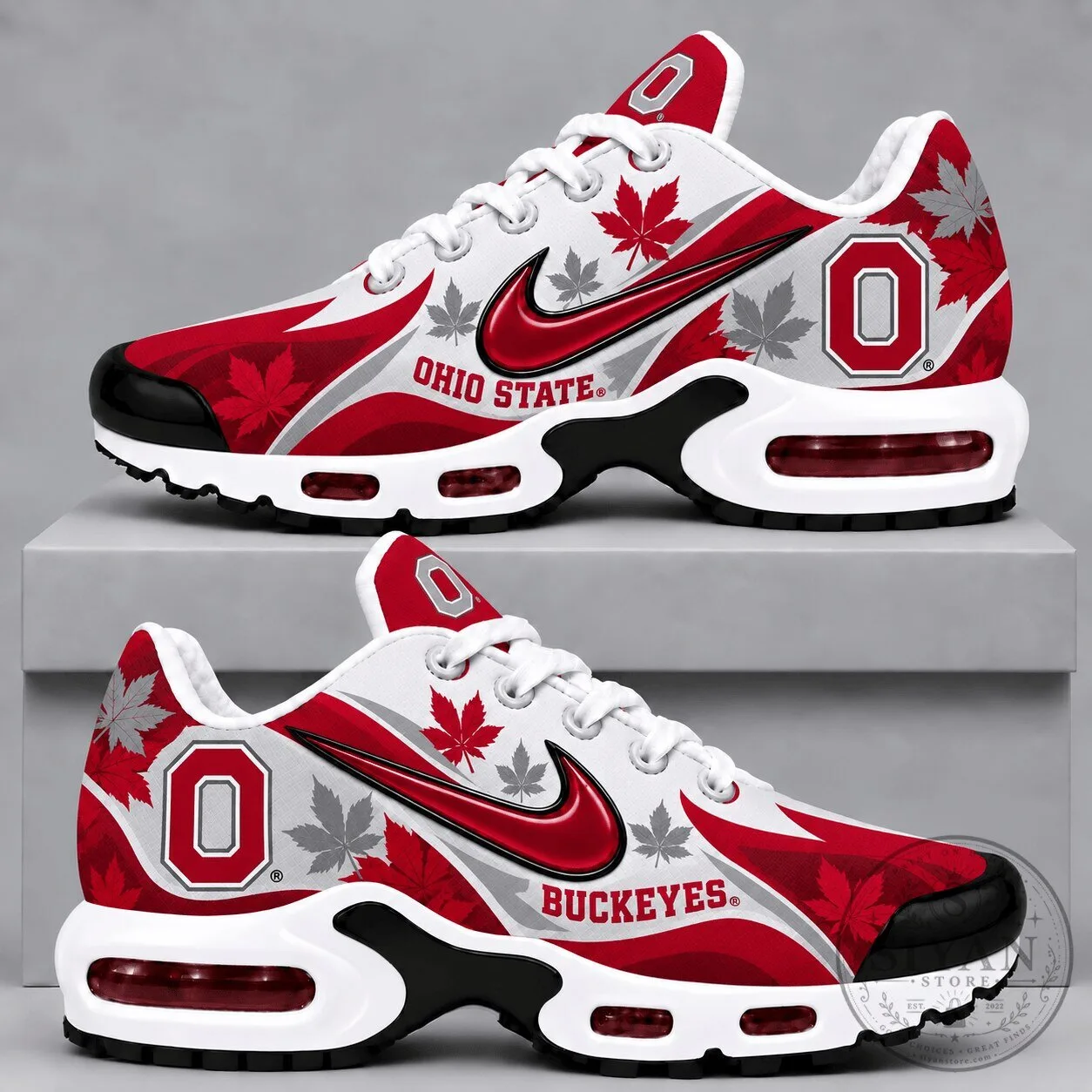Ohio State Buckeyes Autumn Maple Leaf Pattern Sneakers