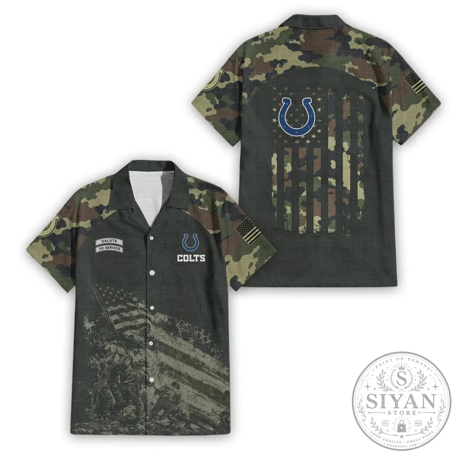 Indianapolis Colts Salute To Service Camouflage American Flag Hawaiian Shirt 3 Indianapolis Colts Salute To Service Camouflage American Flag Hawaiian Shirt