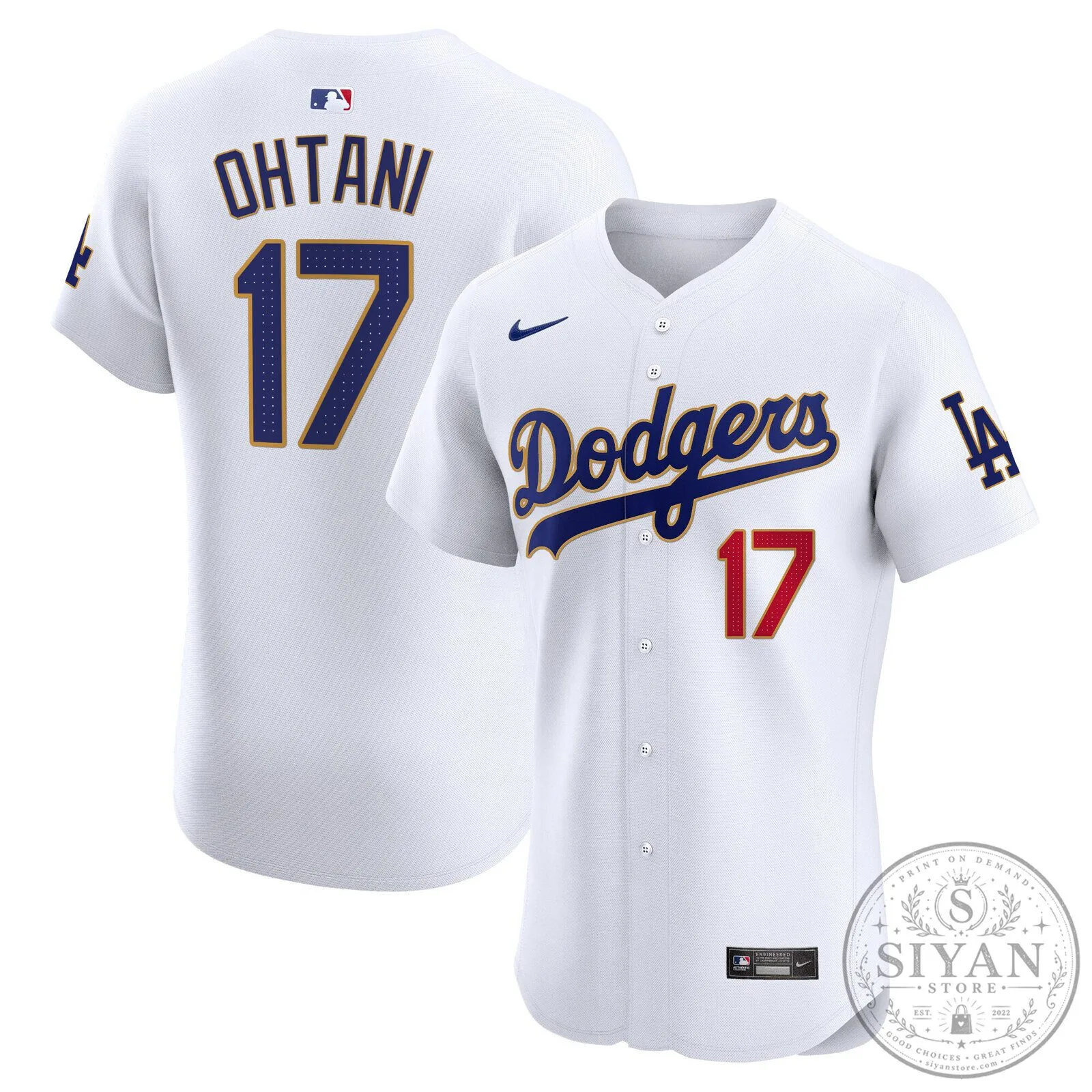 Los Angeles Dodgers Shohei Ohtani White Baseball Jersey with Number 17