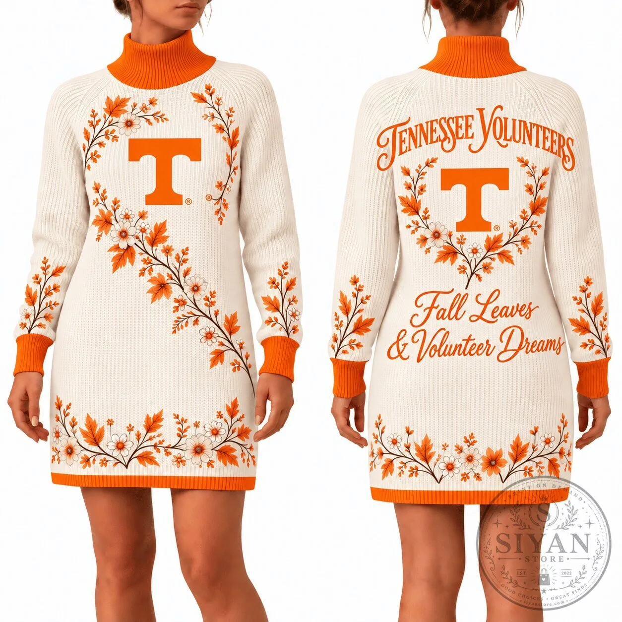 Tennessee Volunteers Fall Leaves And Volunteer Dreams Women's Sweater Dress