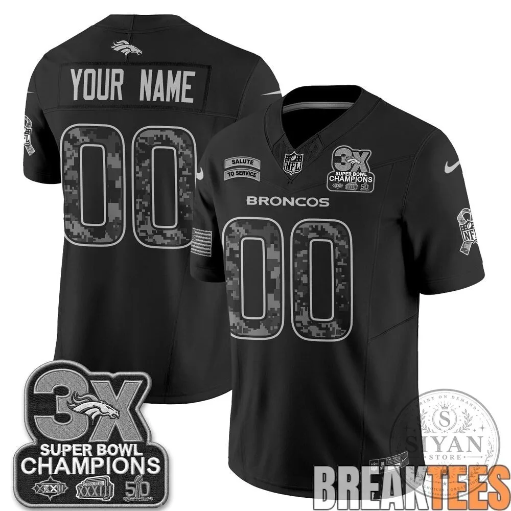 Denver Broncos Salute to Service Super Bowl Champions Custom Football Jersey