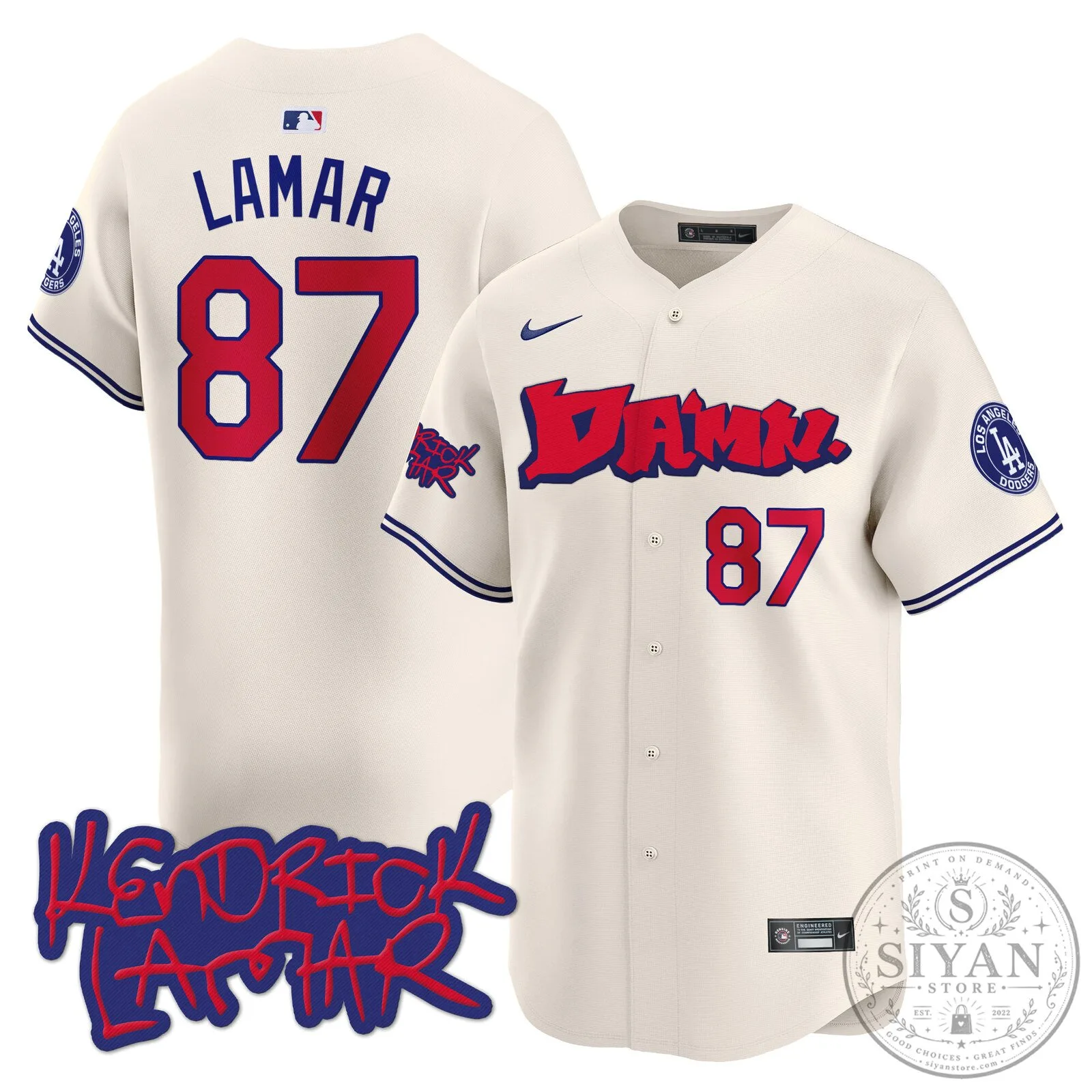 Kendrick Lamar DAMN. Baseball Jersey for Los Angeles Dodgers Fans 40 Kendrick Lamar DAMN. Baseball Jersey for Los Angeles Dodgers Fans