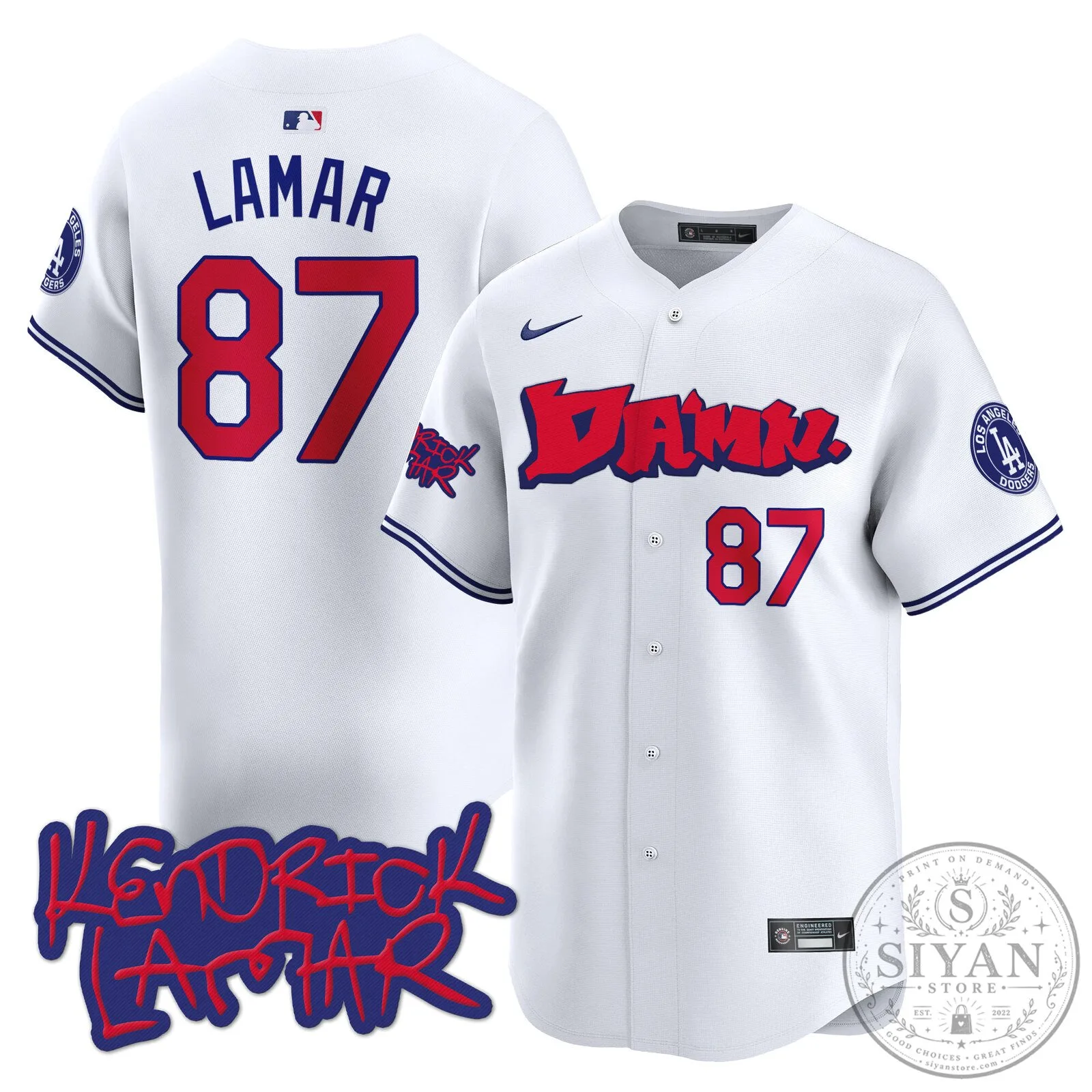 Kendrick Lamar DAMN. Baseball Jersey for Los Angeles Dodgers Fans 49 Kendrick Lamar DAMN. Baseball Jersey for Los Angeles Dodgers Fans