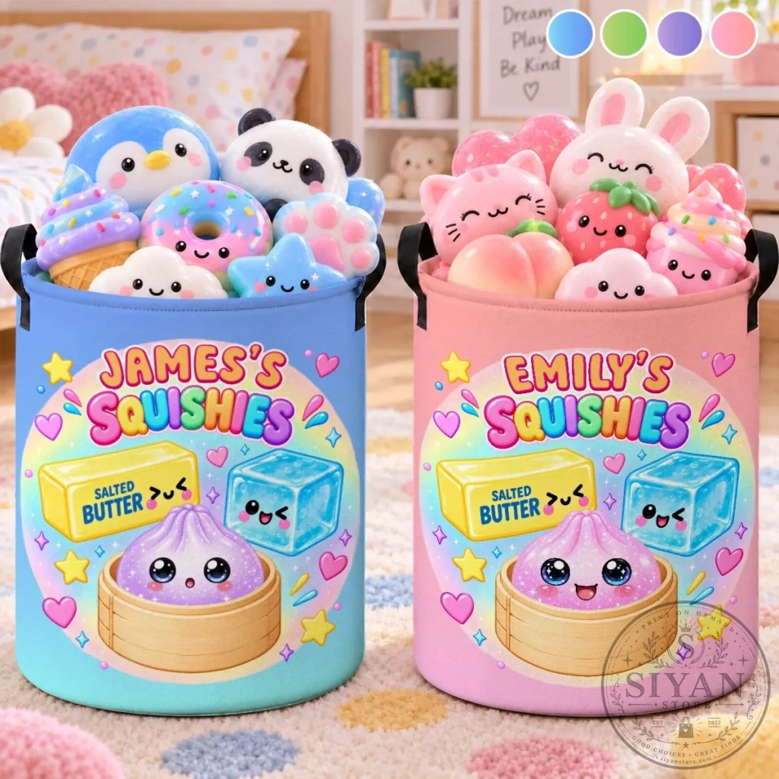 Personalized Squishies Storage Basket for Kids' Playroom Organization