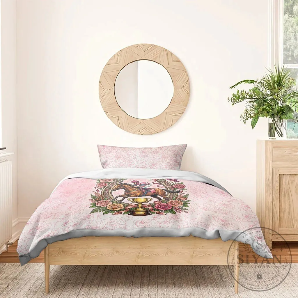 Melbourne Horse Racing Jockey Floral Horseshoe Pink Rose Bedding Set 17 Melbourne Horse Racing Jockey Floral Horseshoe Pink Rose Bedding Set