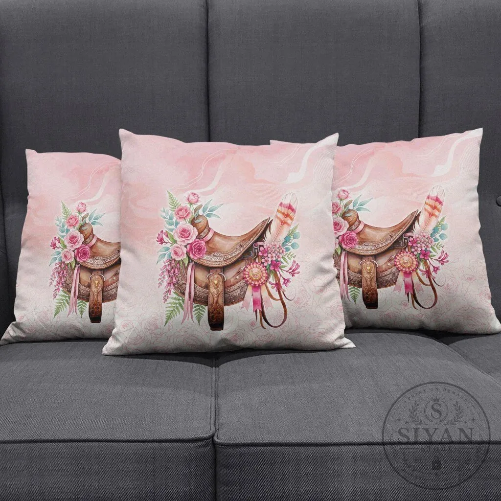 Pink Horse Saddle Floral Watercolor Design Decorative Throw Pillow Cover 11 Pink Horse Saddle Floral Watercolor Design Decorative Throw Pillow Cover