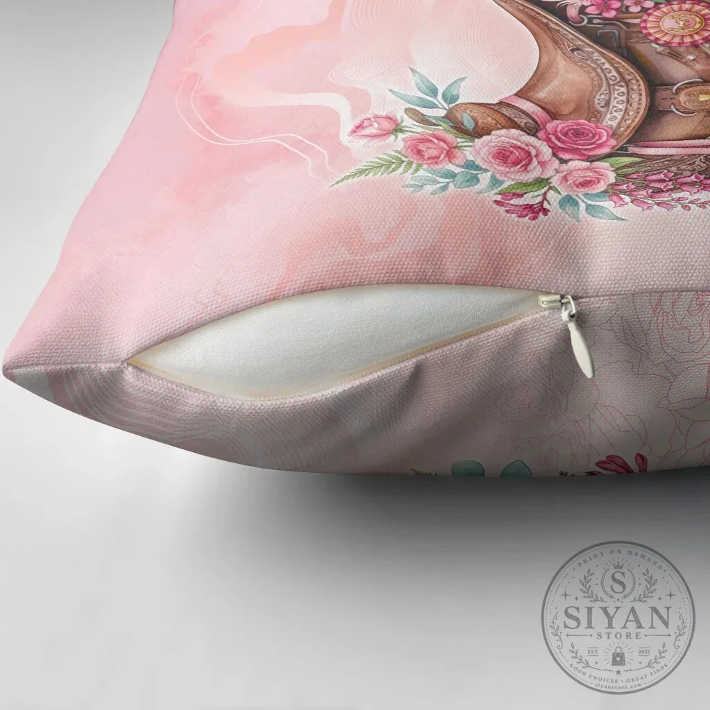 Pink Horse Saddle Floral Watercolor Design Decorative Throw Pillow Cover 13 Pink Horse Saddle Floral Watercolor Design Decorative Throw Pillow Cover