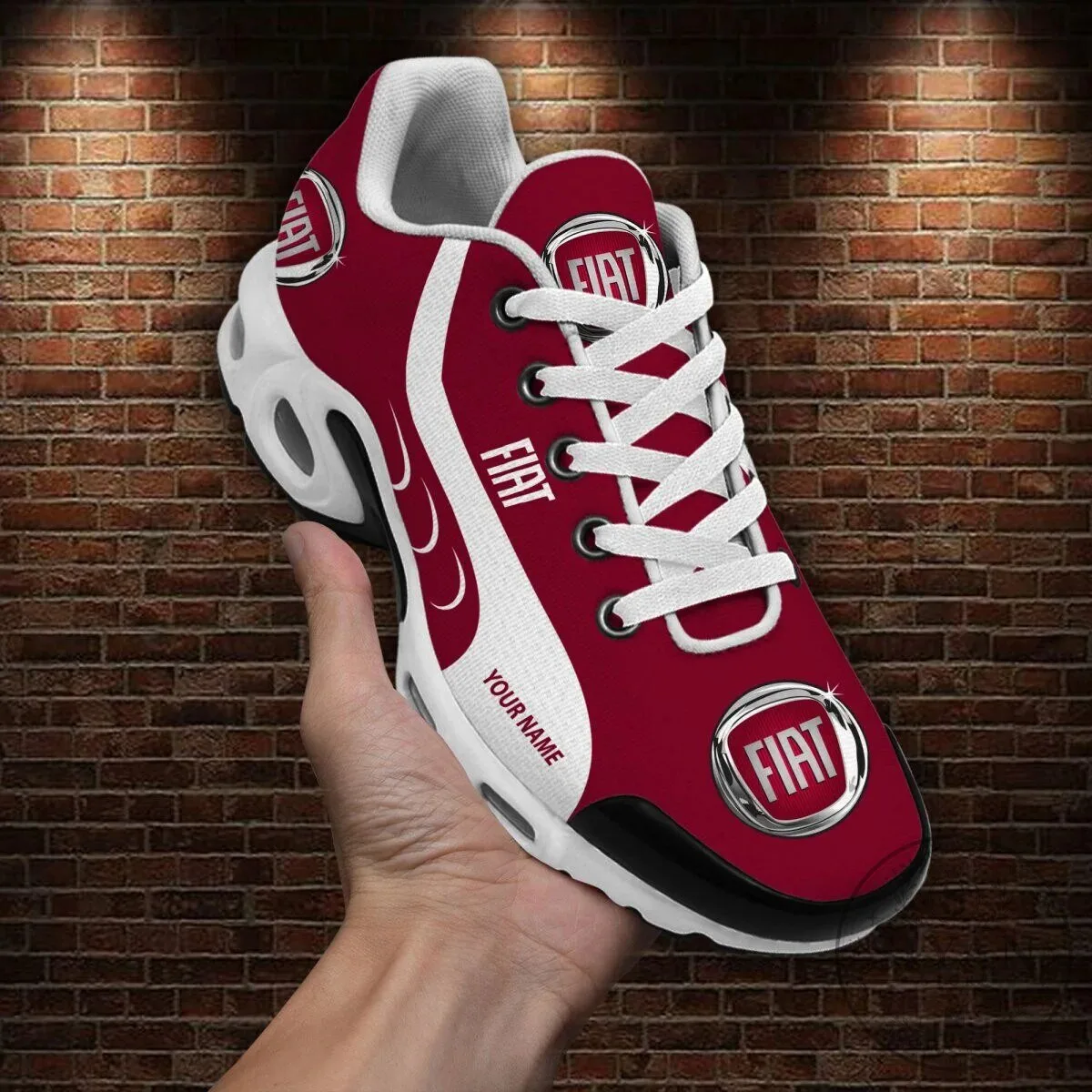 Fiat Brand Logo Custom Name Athletic Running Shoes