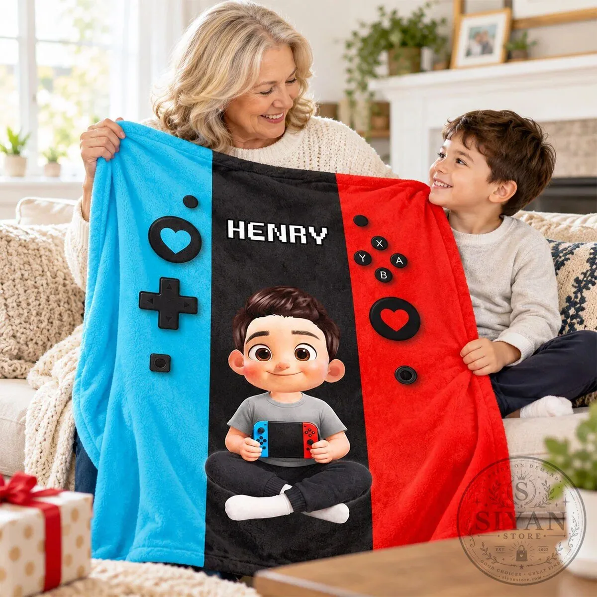Personalized Gamer Boy Nintendo Switch Controller Custom Name Fleece Blanket 2 Personalized Gamer Boy Nintendo Switch Controller Custom Name Fleece Blanket