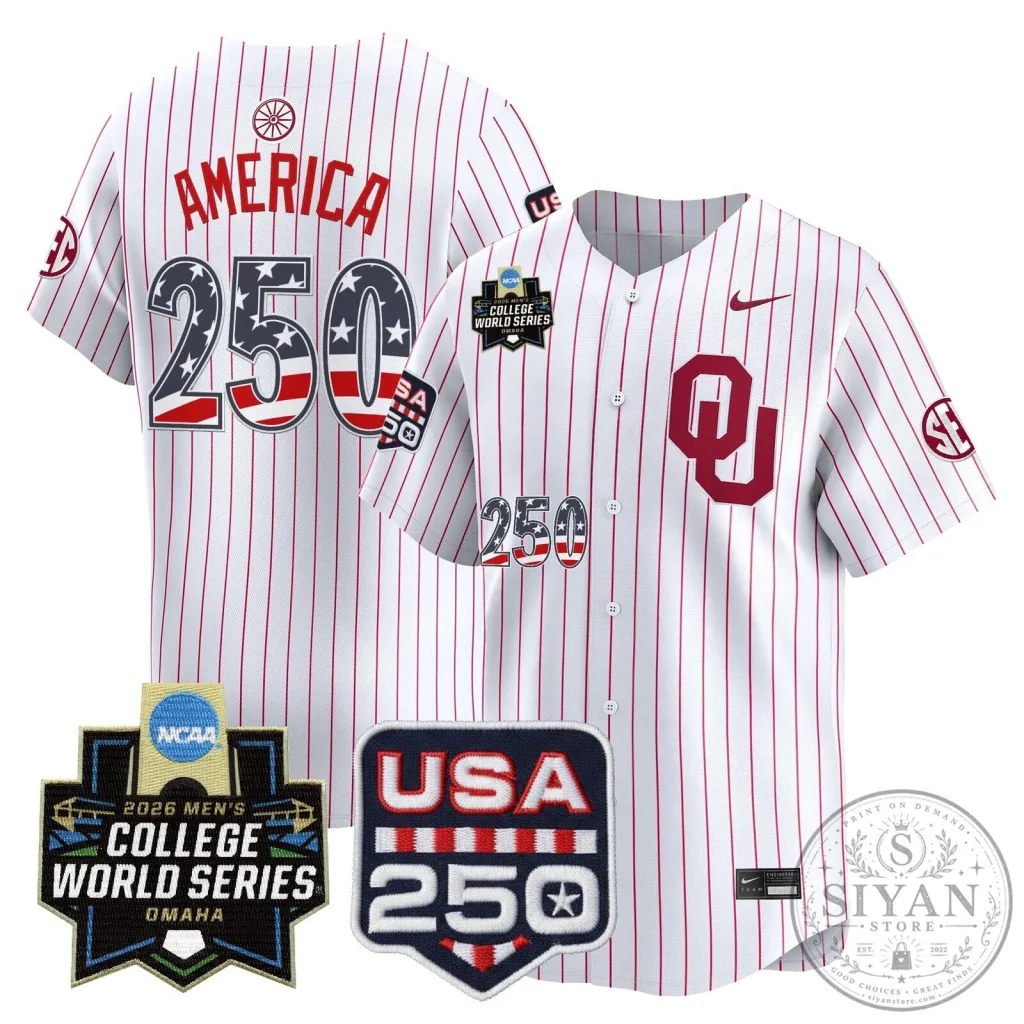 USA 250th Anniversary Baseball Jersey for Oklahoma Sooners at the 2026 College World Series USA 250th Anniversary Baseball Jersey for Oklahoma Sooners at the 2026 College World Series