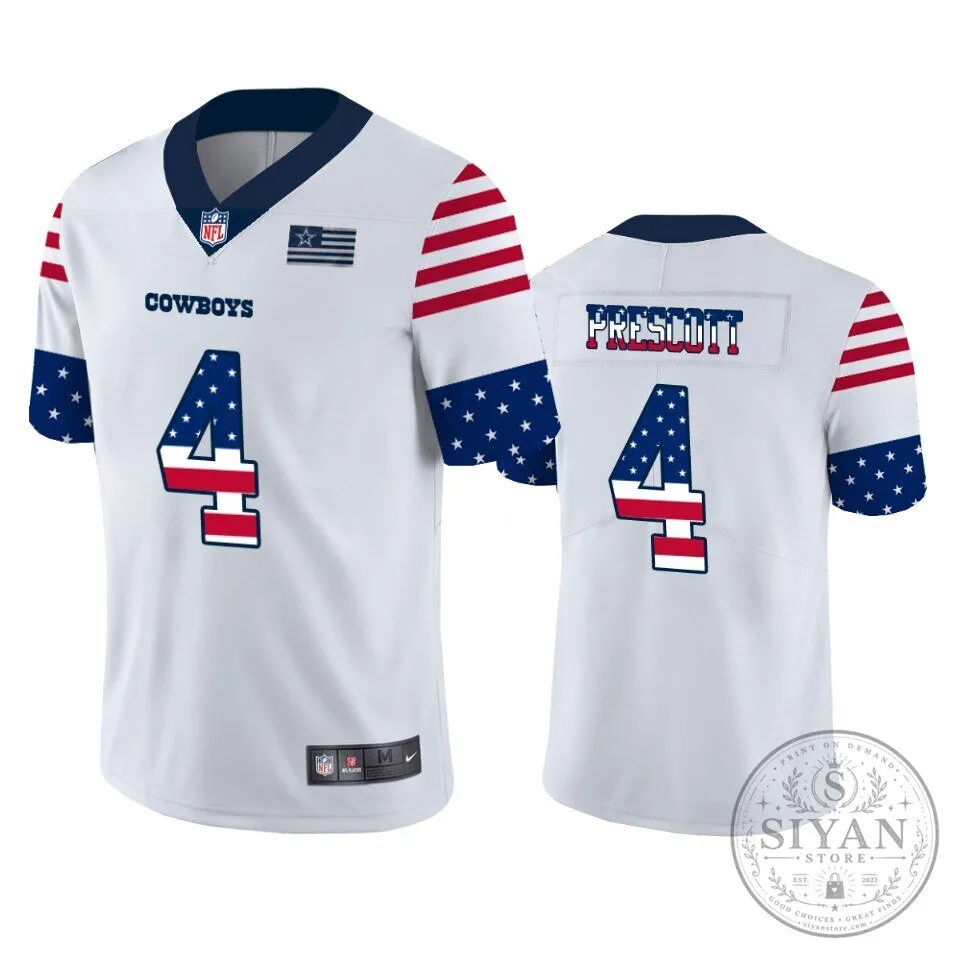 Dak Prescott Dallas Cowboys White USA Flag Limited Edition Football Jersey