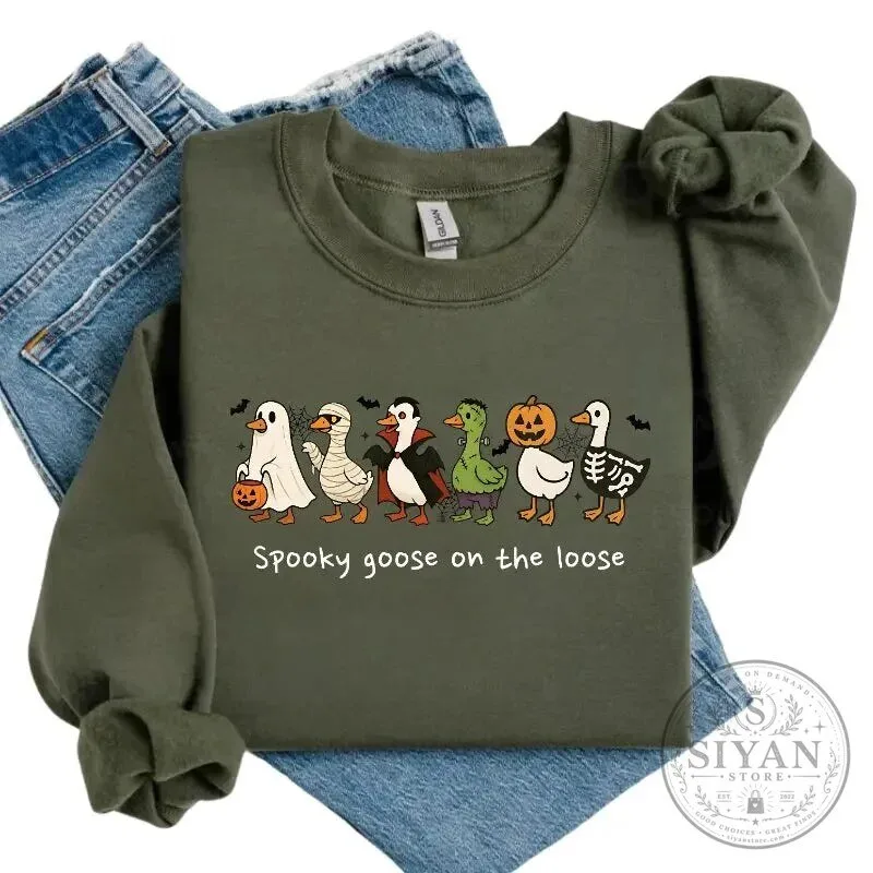 Spooky Goose On The Loose Halloween Costume Party Funny Sweatshirt