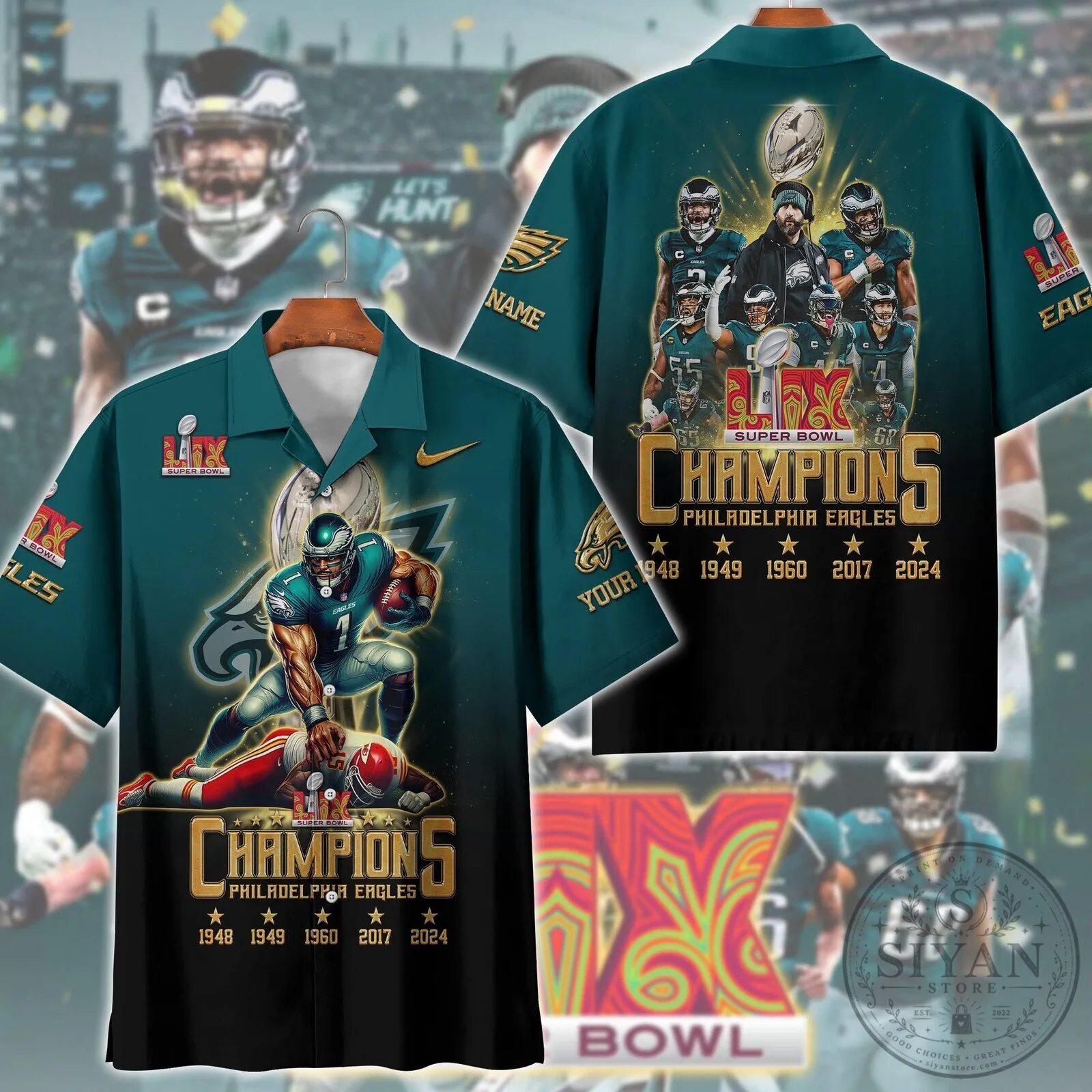 Philadelphia Eagles Super Bowl LIX Champions 2024 Hawaiian Shirt for Men