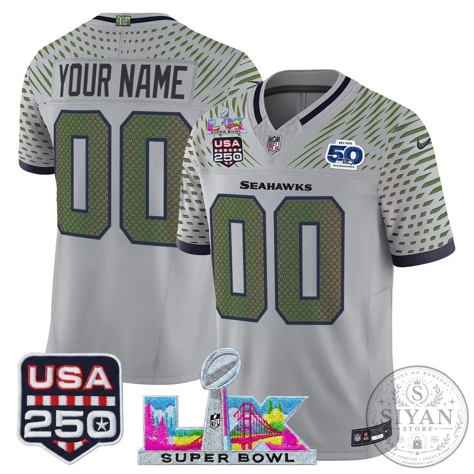 Seattle Seahawks Super Bowl 2025 United States 250th Anniversary Football Jersey 11 Seattle Seahawks Super Bowl 2025 United States 250th Anniversary Football Jersey