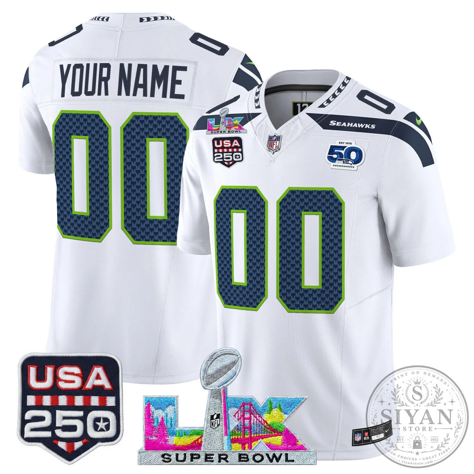 Seattle Seahawks Super Bowl 2025 United States 250th Anniversary Football Jersey 13 Seattle Seahawks Super Bowl 2025 United States 250th Anniversary Football Jersey
