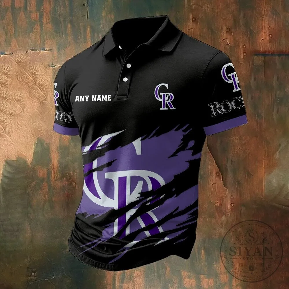 Colorado Rockies Personalized Name Black and Purple Polo Shirt