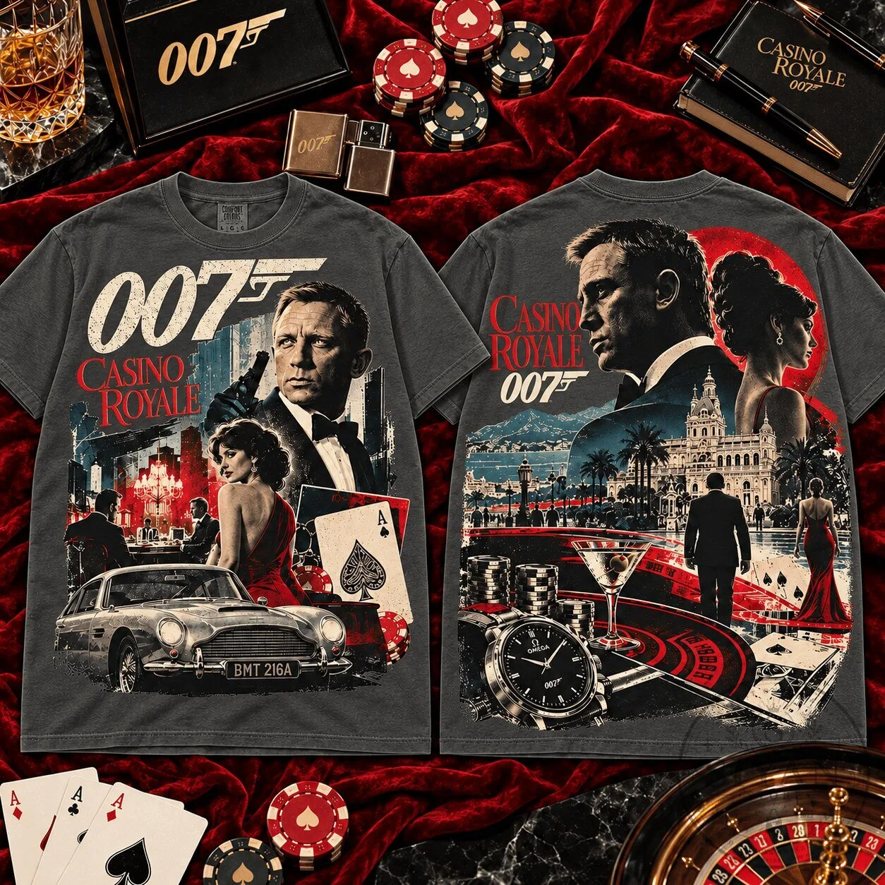 James Bond Casino Royale Movie Poster Graphic Print Short Sleeve T-Shirt 1 James Bond Casino Royale Movie Poster Graphic Print Short Sleeve T-Shirt