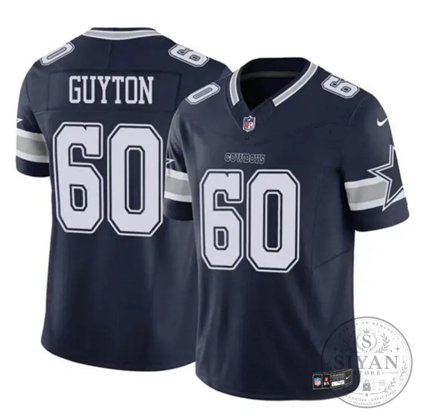 Dallas Cowboys Football Tyler Guyton Number 60 Navy Blue Stitched Jersey