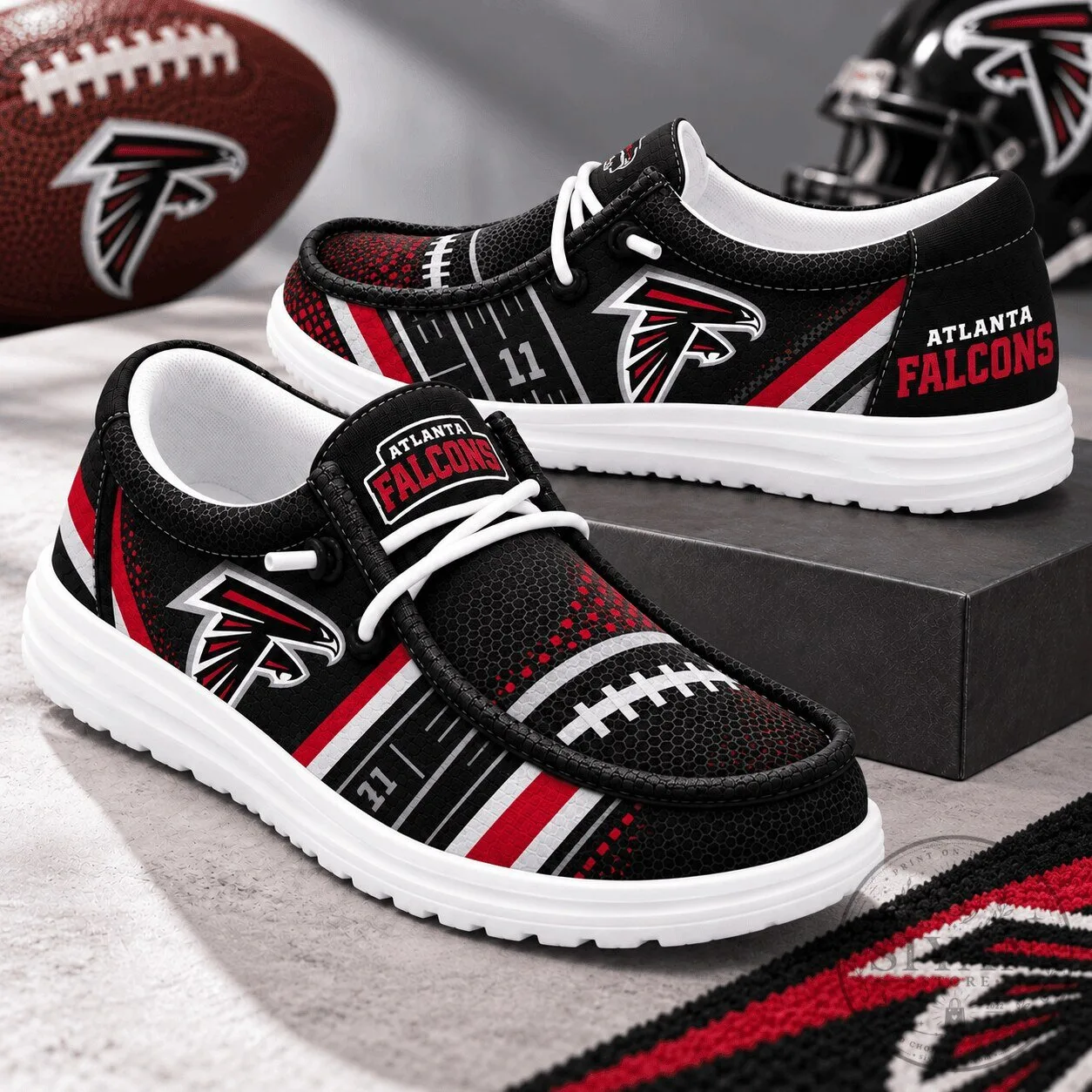 Men's and Women's Game Day Loafer Shoes featuring Atlanta Falcons NFL Team Pride 2 Men's and Women's Game Day Loafer Shoes featuring Atlanta Falcons NFL Team Pride