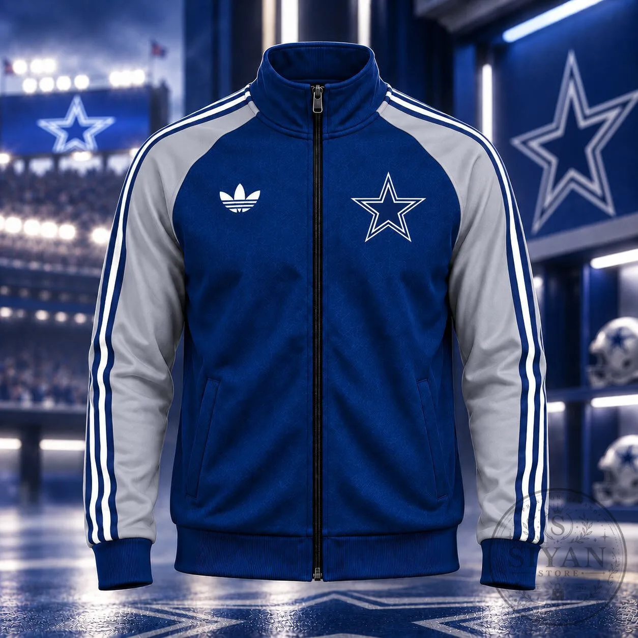 Dallas Cowboys Adidas Inspired Full Zip Track Jacket with Star Logo