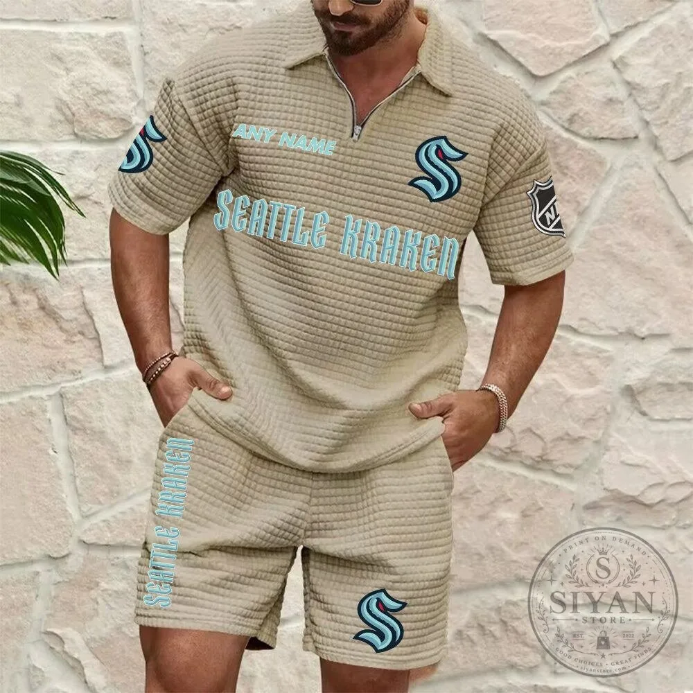 Seattle Kraken Personalized Waffle Knit Quarter-Zip Polo Shirt and Shorts Set 13 Seattle Kraken Personalized Waffle Knit Quarter-Zip Polo Shirt and Shorts Set
