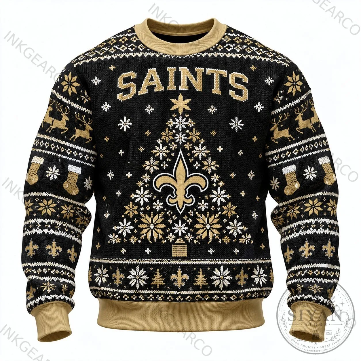New Orleans Saints Christmas Tree Ugly Sweater