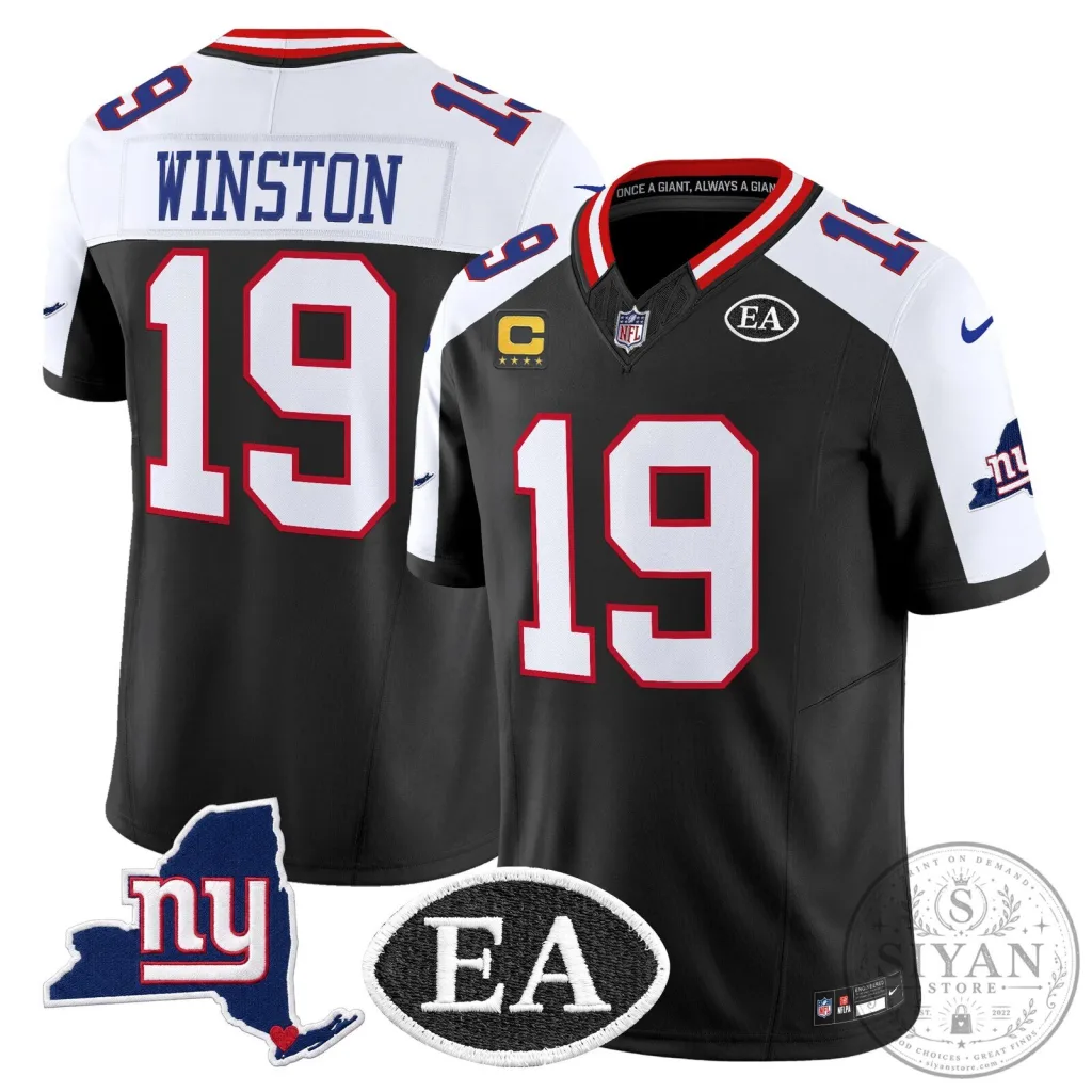 New York Giants Jameis Winston Black Ernie Accorsi Memorial Football Jersey New York Giants Jameis Winston Black Ernie Accorsi Memorial Football Jersey