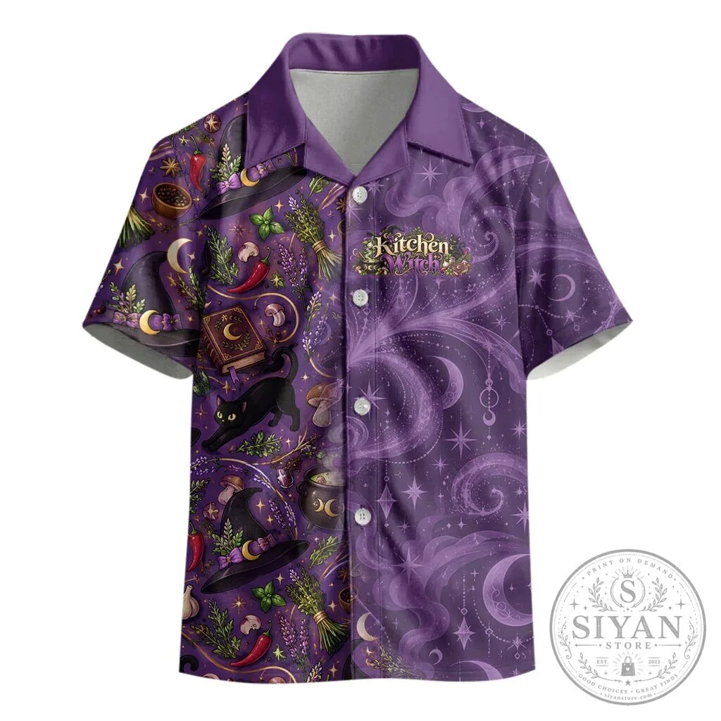Kitchen Witch Mystical Magic Herb Cauldron Black Cat Kids Hawaiian Shirt 9 Kitchen Witch Mystical Magic Herb Cauldron Black Cat Kids Hawaiian Shirt