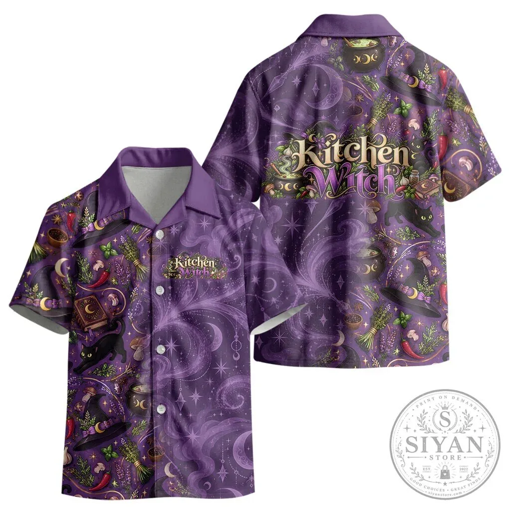 Kitchen Witch Mystical Magic Herb Cauldron Black Cat Kids Hawaiian Shirt 10 Kitchen Witch Mystical Magic Herb Cauldron Black Cat Kids Hawaiian Shirt