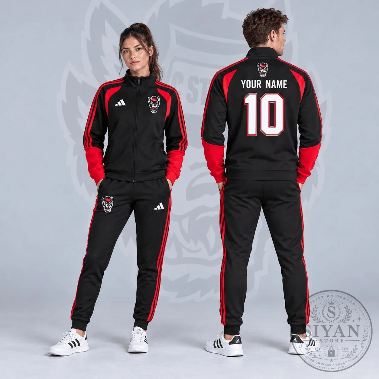 North Carolina State Wolfpack Personalized Varsity Stripe Full-Zip Tracksuit Jacket
