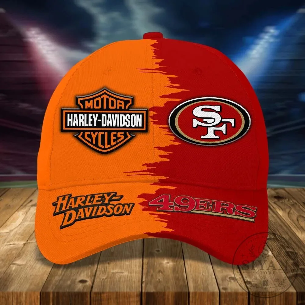 San Francisco 49ers Harley-Davidson Motorcycle Fan Baseball Cap Hat