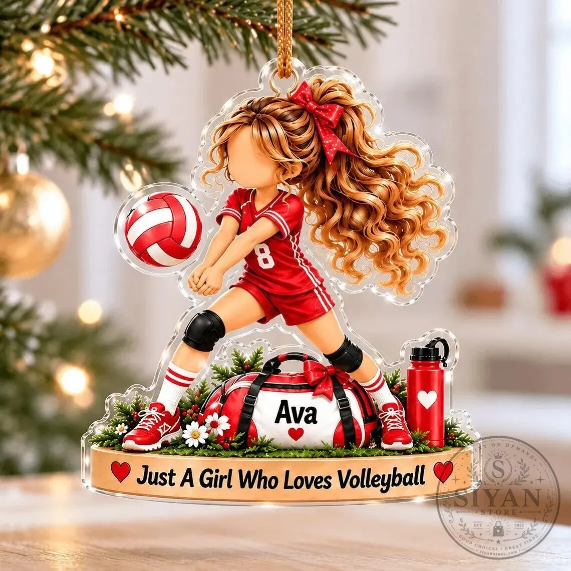 Personalized Volleyball Girl Christmas Tree Ornament Gift For Her