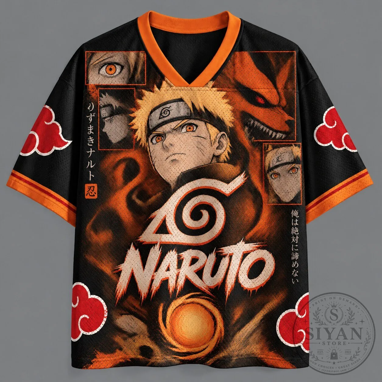 Naruto Uzumaki Nine-Tailed Fox Sage Mode Anime Graphic Jersey Shirt