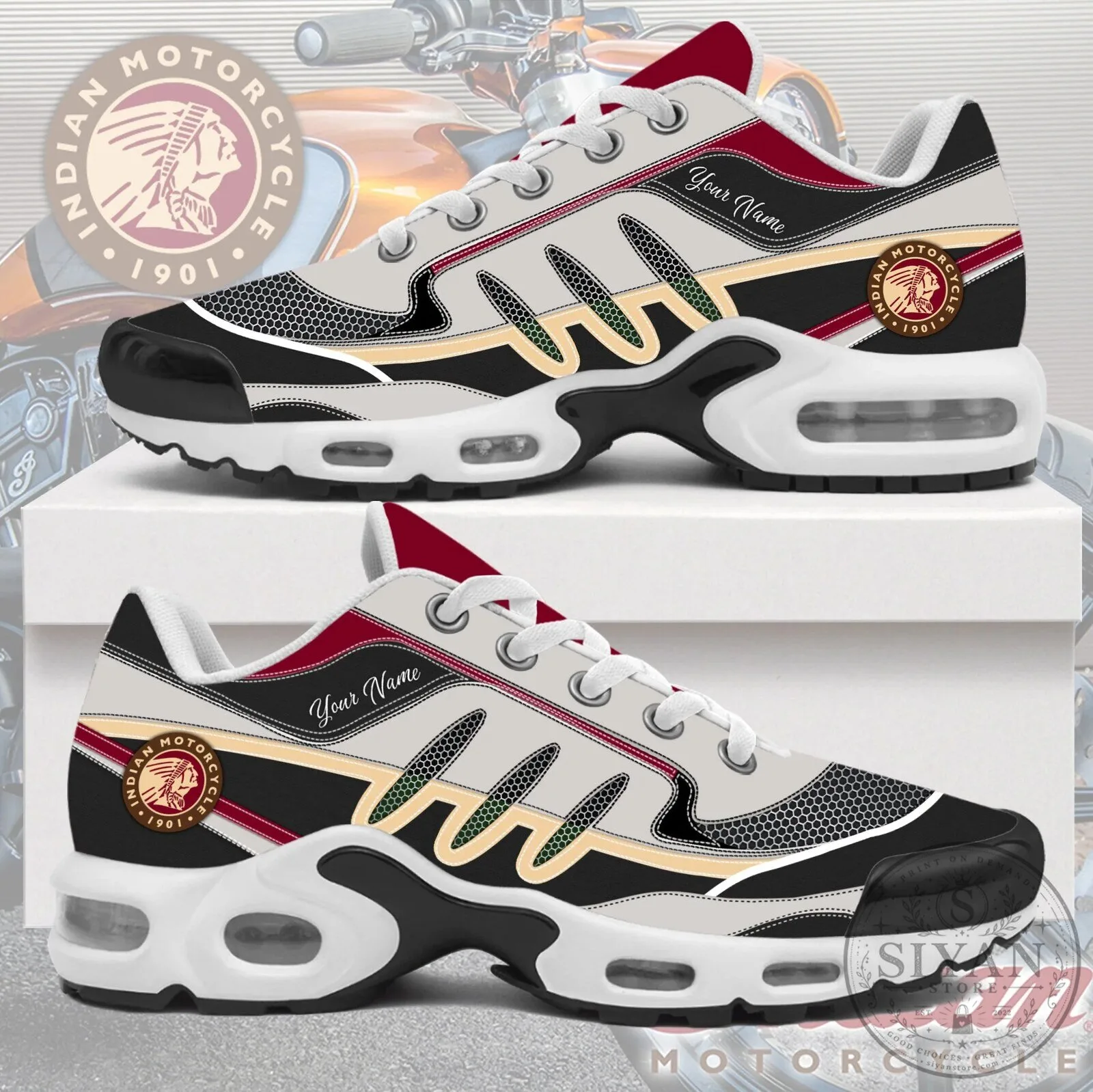 Indian Motorcycle Personalized Name Custom Logo Running Shoes