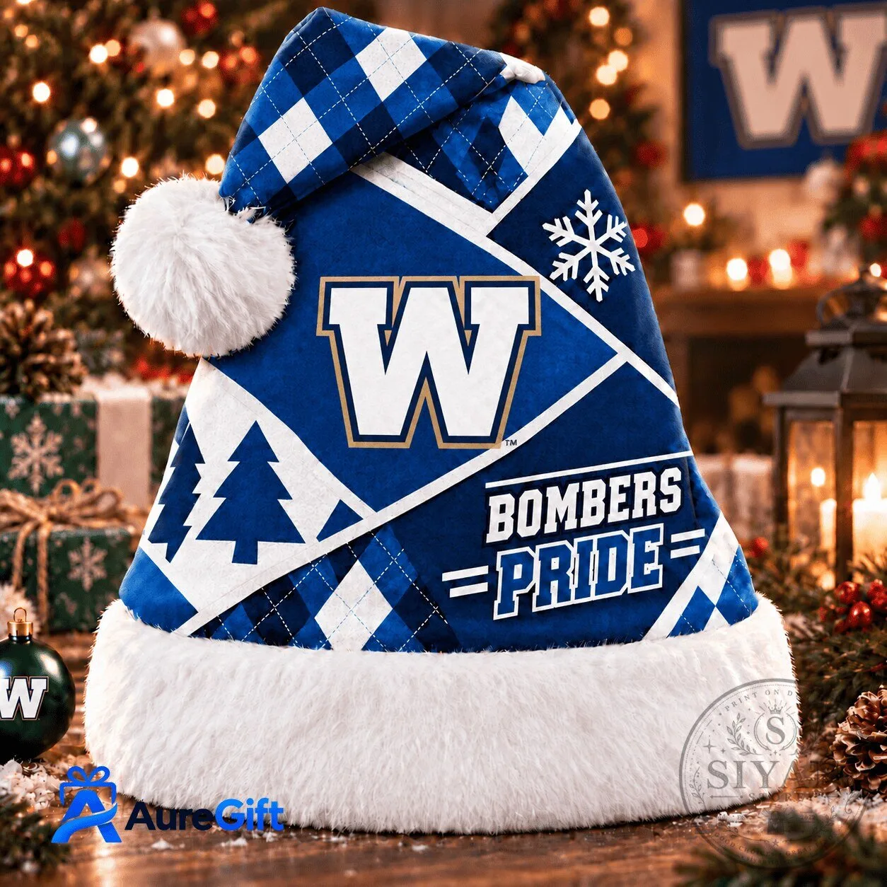 Winnipeg Blue Bombers Christmas Santa Hat with Pom Pom for Holiday Season 5 Winnipeg Blue Bombers Christmas Santa Hat with Pom Pom for Holiday Season