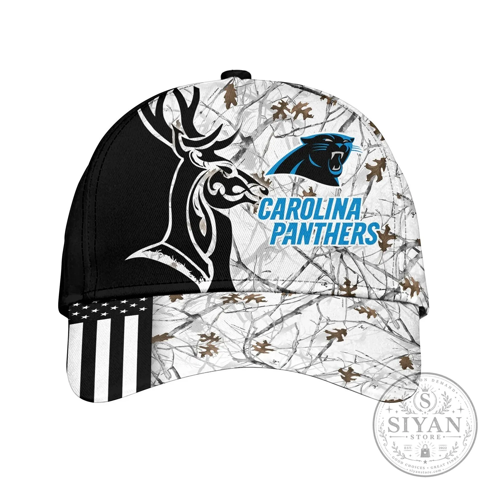 American Flag Cap Hat with Carolina Panthers Camouflage for Deer Hunting