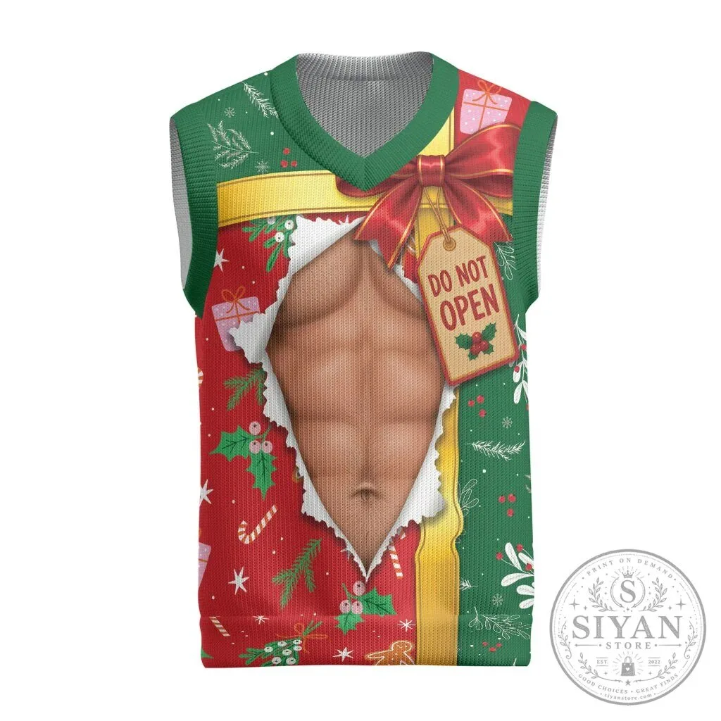 Funny Christmas Fake Muscle Costume Ugly Christmas Sweater Vest 6 Funny Christmas Fake Muscle Costume Ugly Christmas Sweater Vest