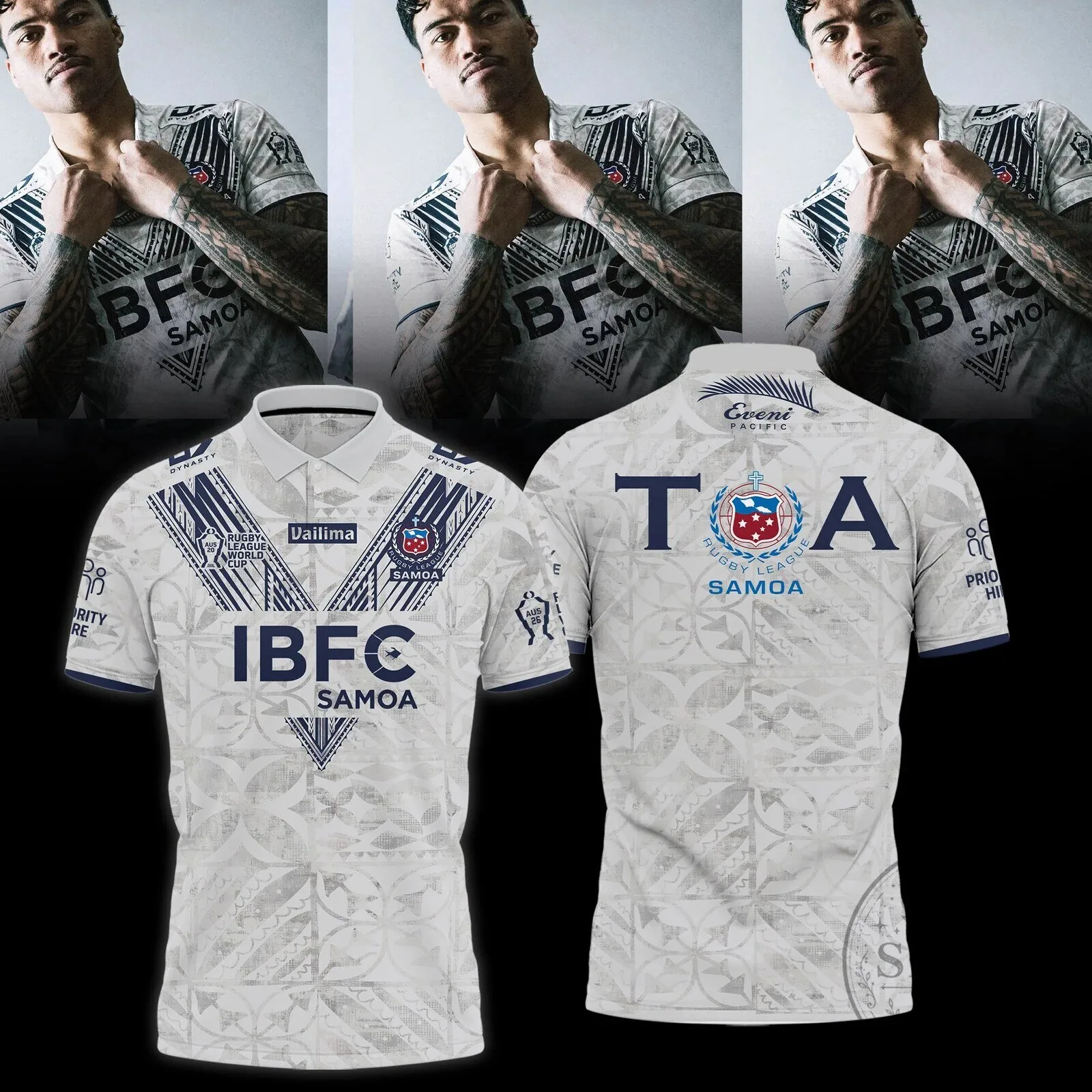 Toa Samoa Rugby League World Cup Team White Polo Shirt