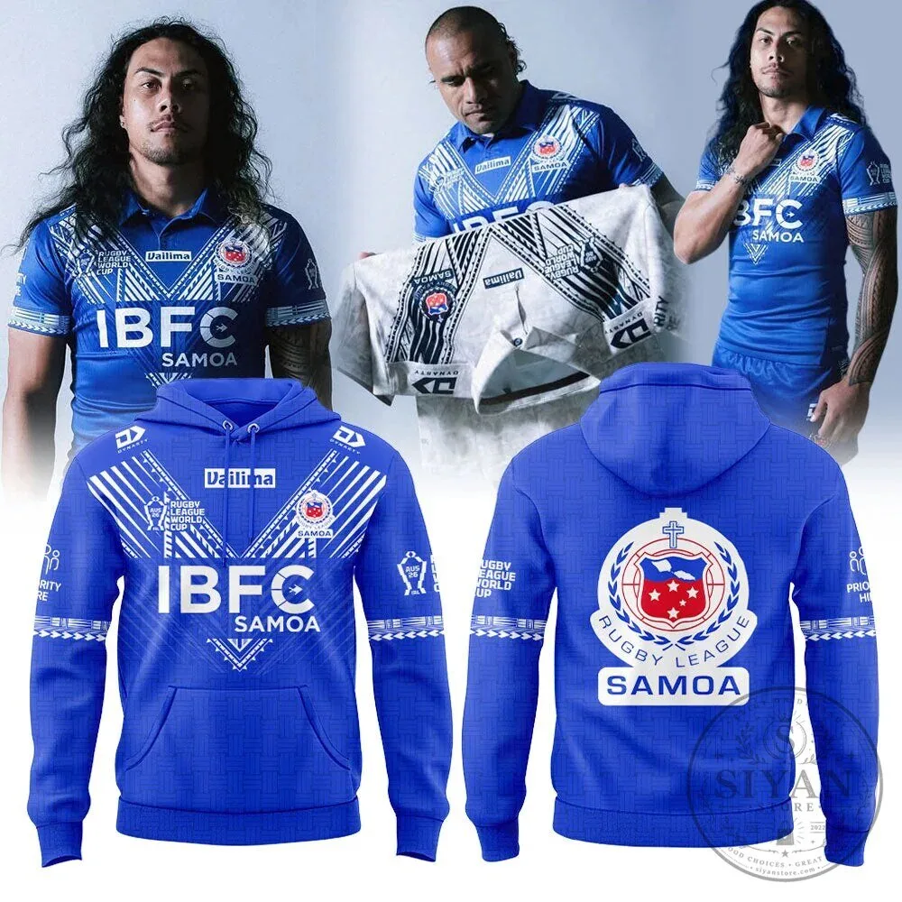 Blue Pullover Hoodie for Toa Samoa Rugby League World Cup 6 Blue Pullover Hoodie for Toa Samoa Rugby League World Cup