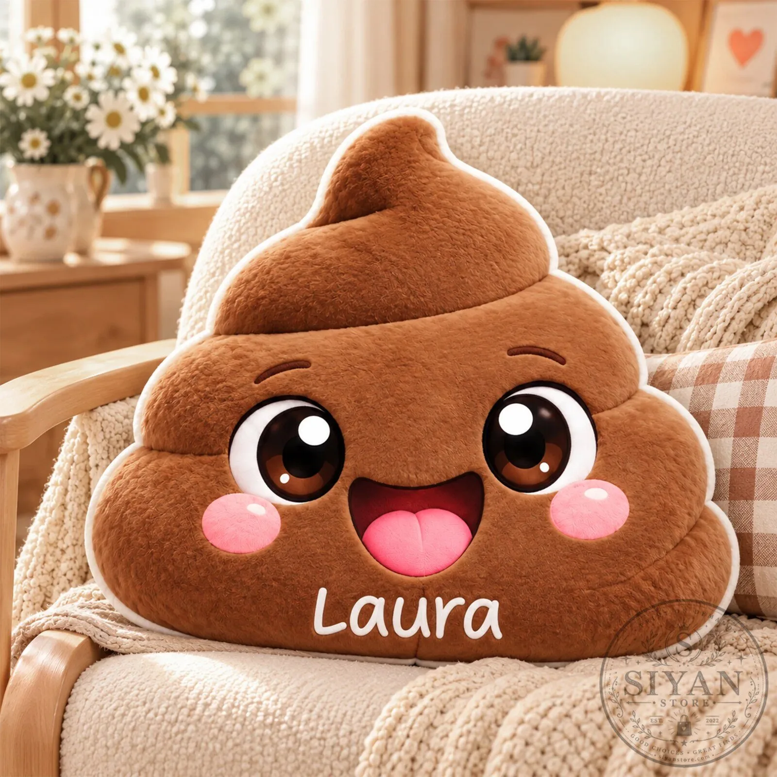 Personalized Poop Emoji Plush Pillow, Custom Name Soft Stuffed Cushion 11 Personalized Poop Emoji Plush Pillow, Custom Name Soft Stuffed Cushion