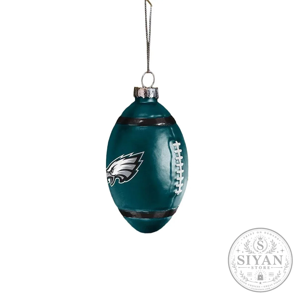 Philadelphia Eagles Football Team Logo Glass Christmas Ornament