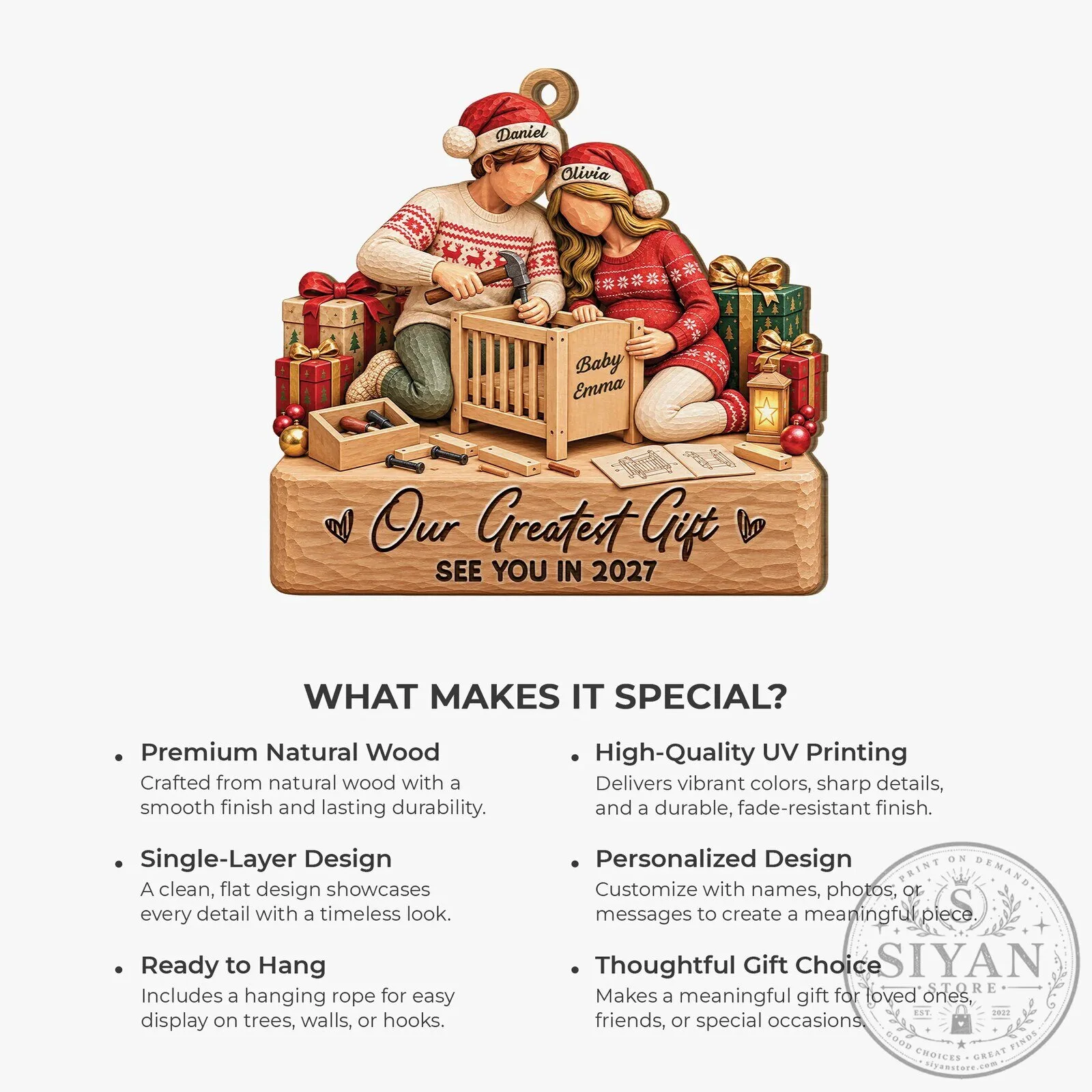 Personalized Expecting Couple Building Crib Our Greatest Gift Christmas Ornament 15 Personalized Expecting Couple Building Crib Our Greatest Gift Christmas Ornament