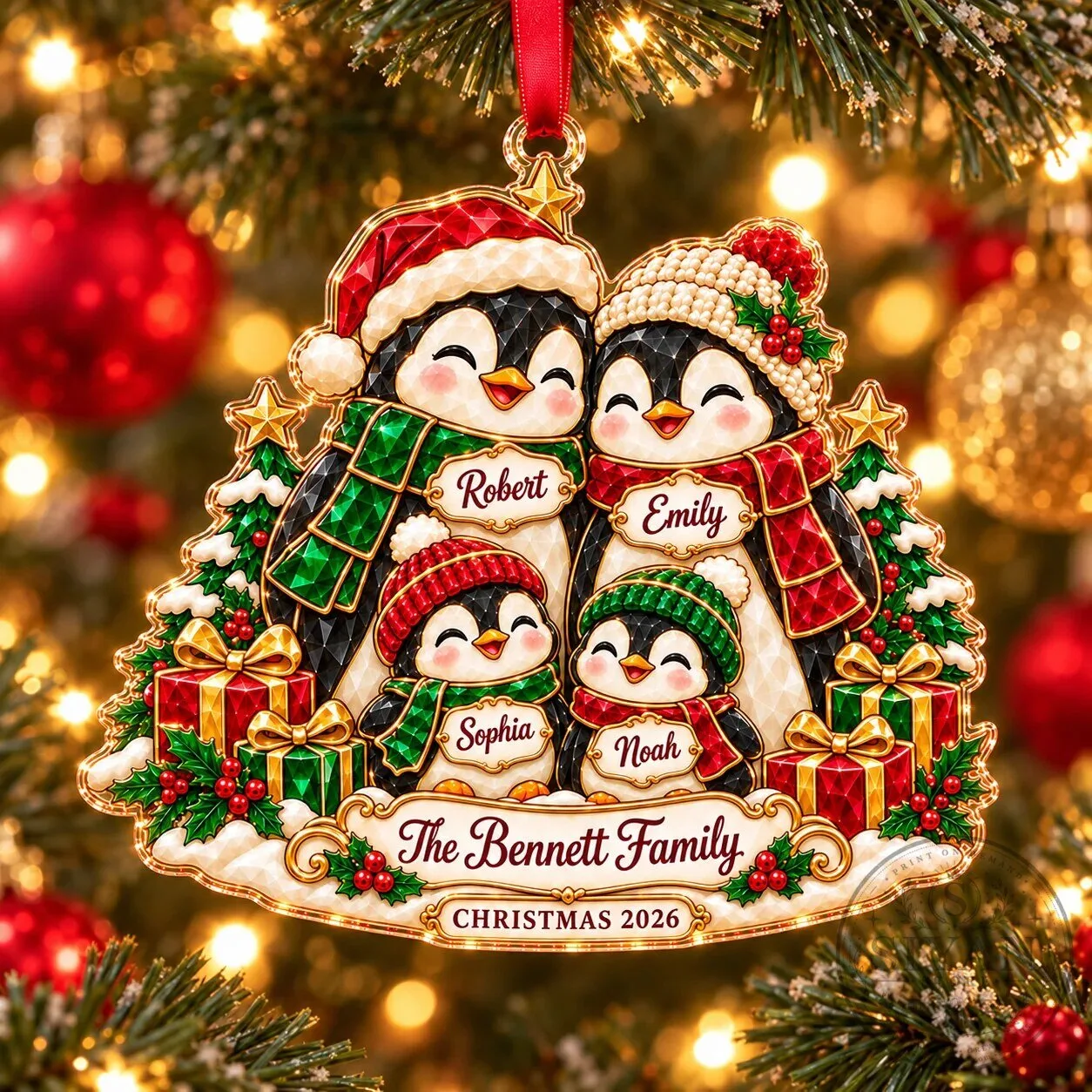 Personalized Penguin Family Christmas Tree Ornament 10 Personalized Penguin Family Christmas Tree Ornament