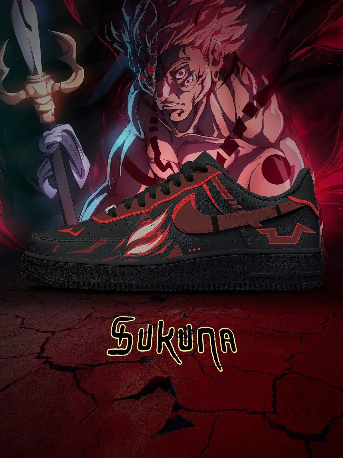 Ryomen Sukuna True Form Jujutsu Kaisen Anime Custom Sneakers