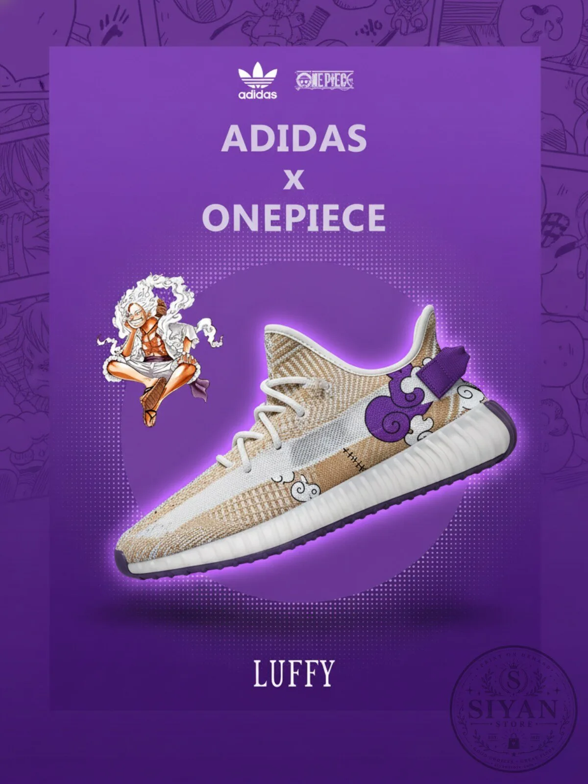 One Piece Monkey D. Luffy Gear Five Anime Character Sneakers Shoes
