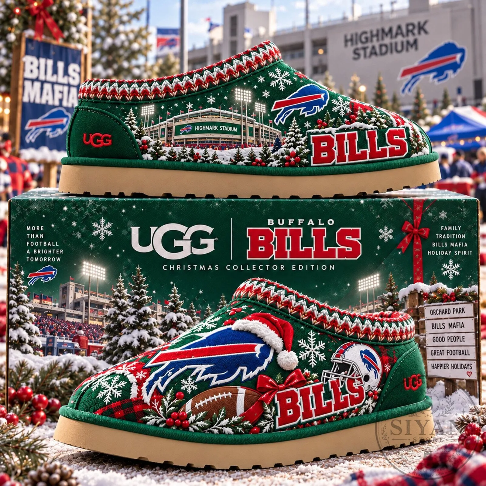 Buffalo Bills Christmas Collector Edition Suede Clog Slippers