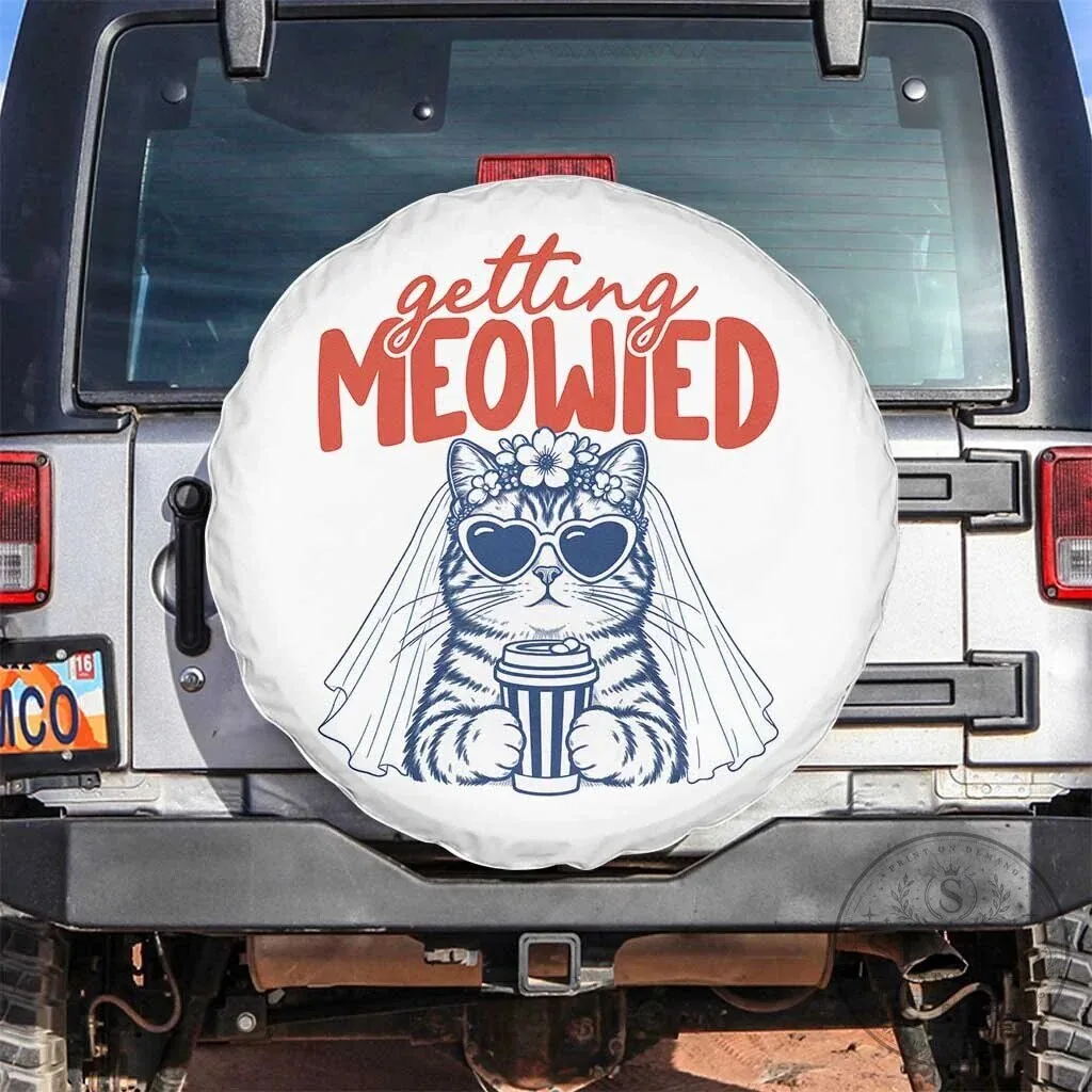 Getting Meowied Funny Cat Bride Bachelorette Party Spare Tire Cover