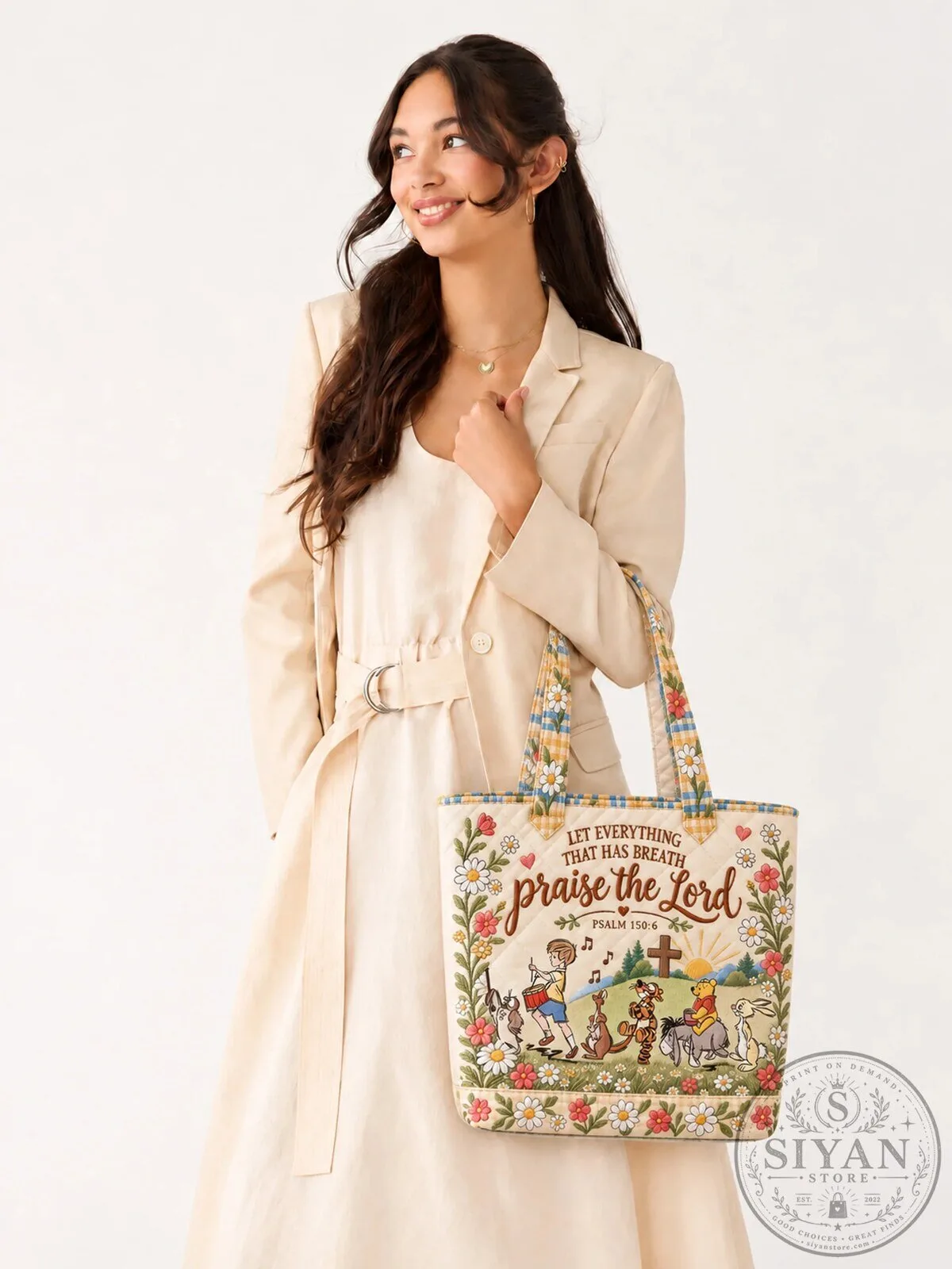 Winnie The Pooh Praise The Lord Psalm 150:6 Quilted Tote Bag 13 Winnie The Pooh Praise The Lord Psalm 150:6 Quilted Tote Bag