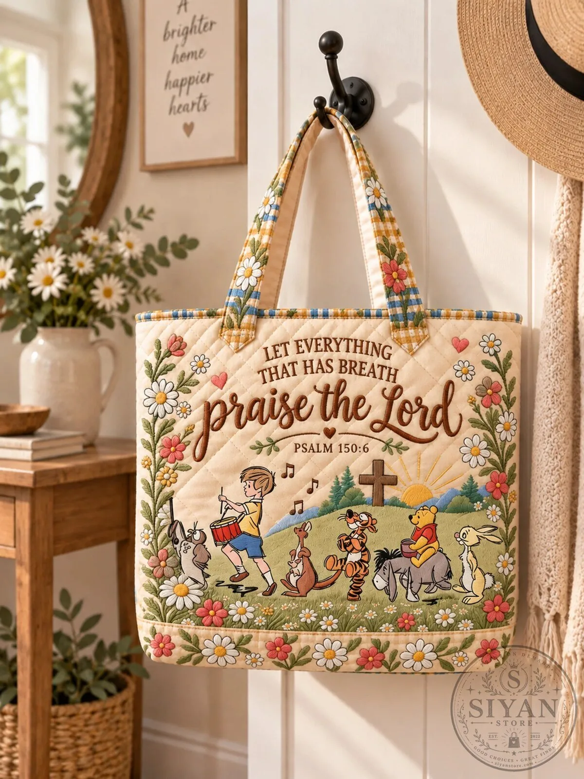 Winnie The Pooh Praise The Lord Psalm 150:6 Quilted Tote Bag 14 Winnie The Pooh Praise The Lord Psalm 150:6 Quilted Tote Bag